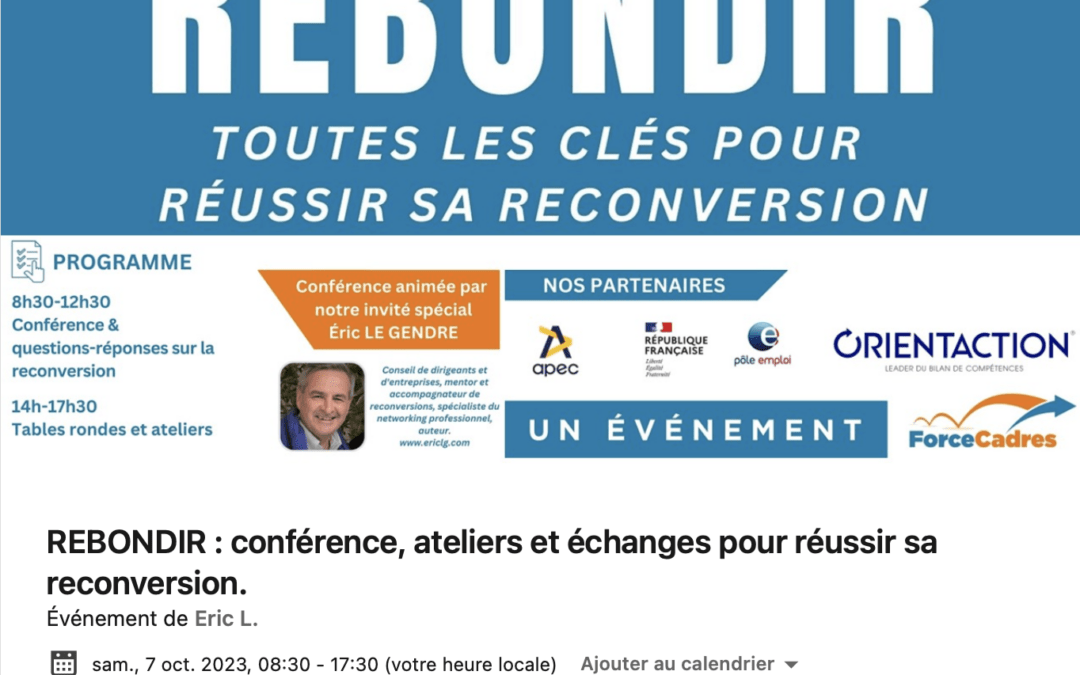 PARTENAIRE REBONDIR FORCE CADRES LE 7 OCTOBRE